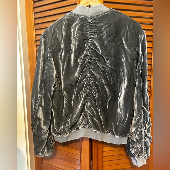 Free People Metallic Blue Gray Velour Jacket - Picture 8 of 11
